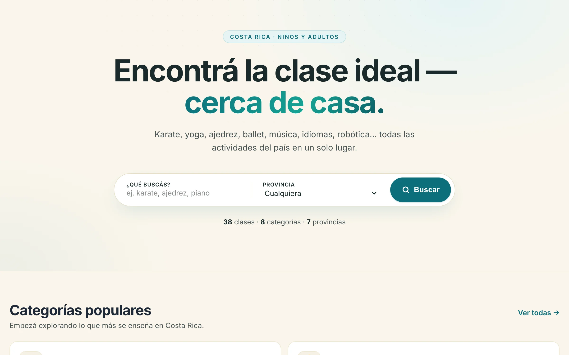ClasesYa · Directorio de clases y actividades en Costa Rica